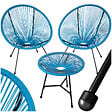 TECTAKE - Ensemble table et chaises de jardin Santana bleu - vignette
