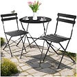 TECTAKE - Ensemble table et chaises bistrot Frieda, pliable pour 2 personnes noir - vignette