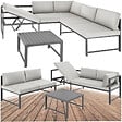TECTAKE - Ensemble salon de jardin aluminium 2 pieces gris coussins epais dossier reglable table 59 x 59 x 34,5 cm - vignette