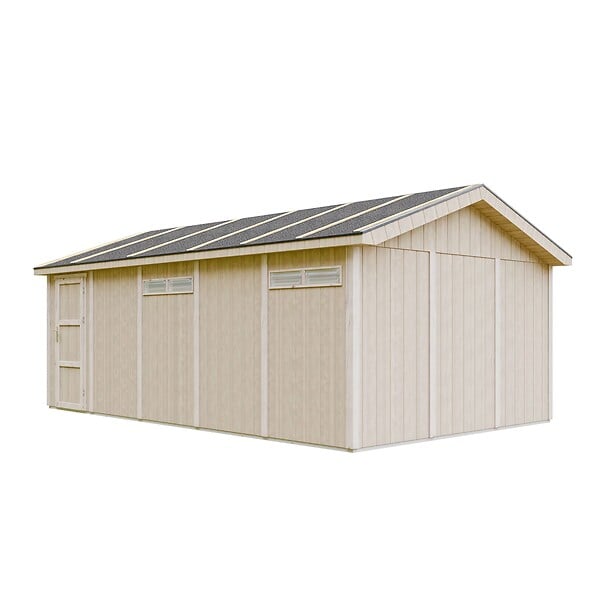 TIMBELA - Garage Qualité Premium 21 m²- L378xl648 cm- garage pour auto, moto, vélos, machines de jardinage- Construction en Panneaux LP Smartside - Abri de jardin Timbela M992B - large