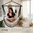 TECTAKE - Fauteuil suspendu Malika, style boho, capacité de charge 150 kg beige - vignette