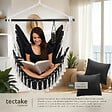 TECTAKE - Fauteuil suspendu Malika, style boho, capacité de charge 150 kg noir - vignette
