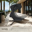 TECTAKE - Fauteuil suspendu Elaria avec pare-soleil et poche latérale noir - vignette