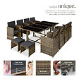 TECTAKE - Salon de jardin PALMA 12 places avec housse de protection, variante 2 marron naturel/gris foncé - vignette