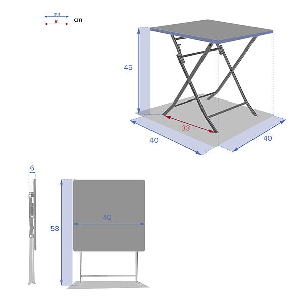 HESPERIDE - Table d'appoint carrée pliante Greensboro Graphite - 40 x 40 cm - Hespéride - large