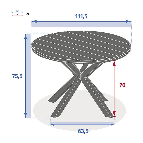 HESPERIDE - Table de jardin ronde Alu/Acacia Oriengo 4 places graphite - Hespéride - large