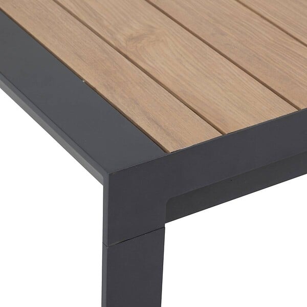 HESPERIDE - Table de jardin extensible "Évasion" effet bois honey & graphite 8 places lates en aluminium - large