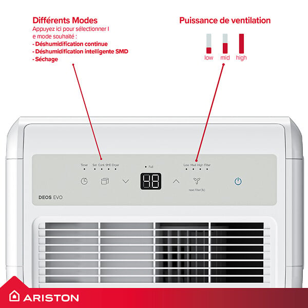 ARISTON - Déshumidificateur 10l/jour - Ariston DEOS EVO 10 - large