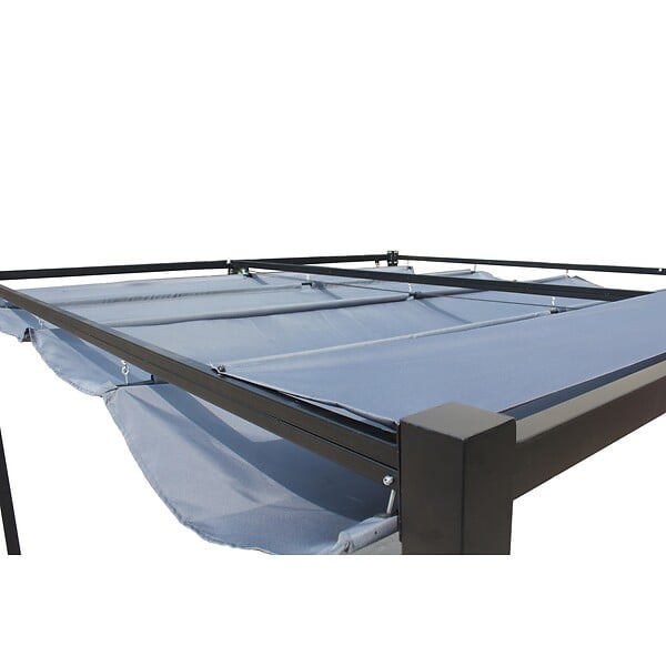 CONCEPT USINE - Pergola autoportante 3 x 3 m en acier avec toile grise TUSA - large