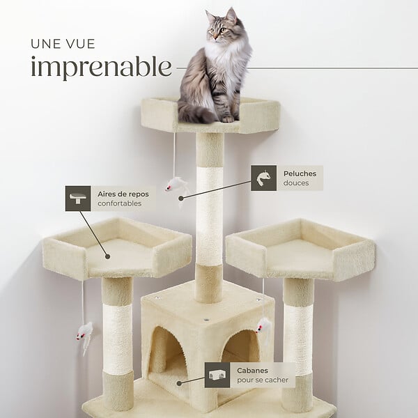 TECTAKE - Arbre à chat BARNEY 170 cm beige - large