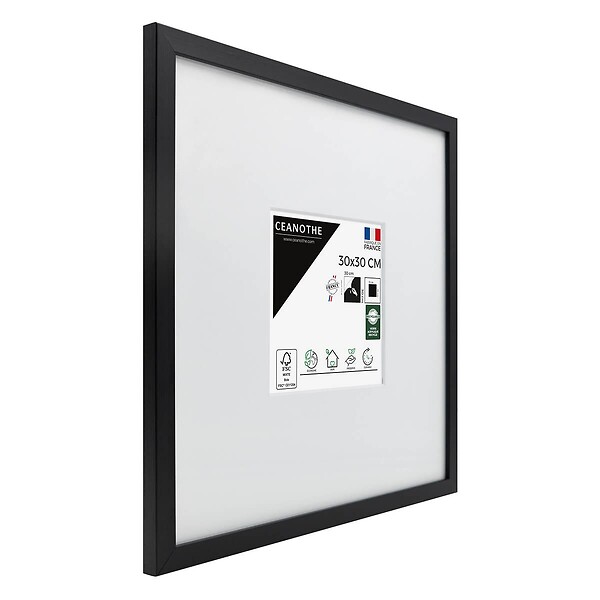 CEANOTHE - Cadre photo Wild noir 30x30 cm avec passe-partout 13x13 cm - large