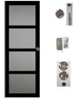 GD MENUISERIES - Porte Coulissante Telia Noir Vitrée H204 x L73 cm, Galandage - vignette