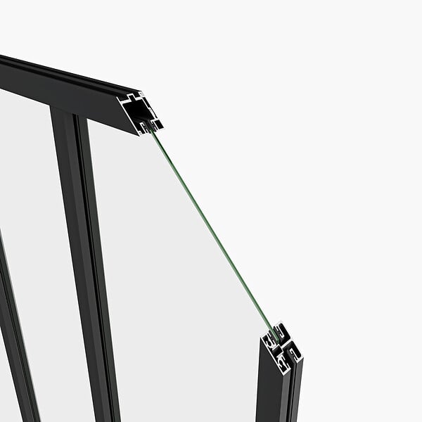 AICA SANITAIRE - AICA Verrière Atelier en aluminium noir mat L.123xH.108cm 4 verres transparents inclus, Verrière fixe kit de verrière et vitrage - large