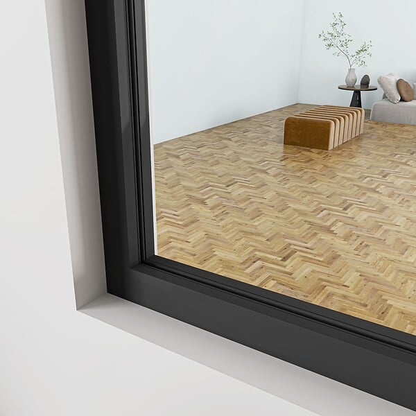 AICA SANITAIRE - Verrière intérieure aluminium noir mat 153x108cm 5 vitrage et carreaux verrière fixe kit de verrière - large