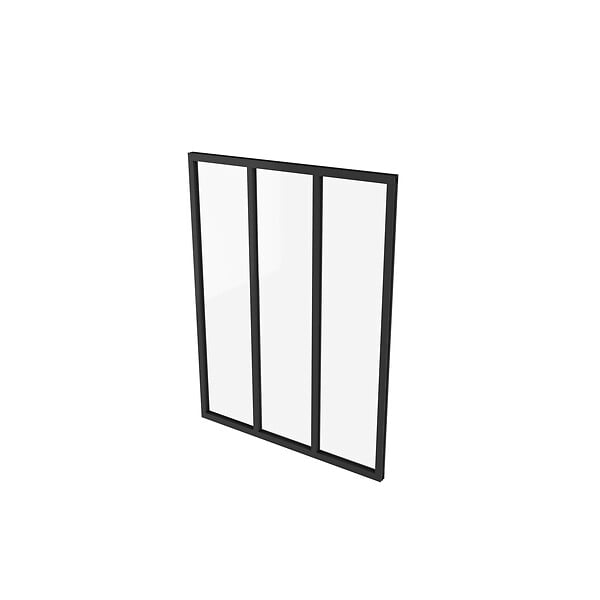 AICA SANITAIRE - AICA Verrière Atelier en aluminium noir mat L.93xH.108cm 3 verres transparents inclus, Verrière fixe kit de verrière et vitrage - large