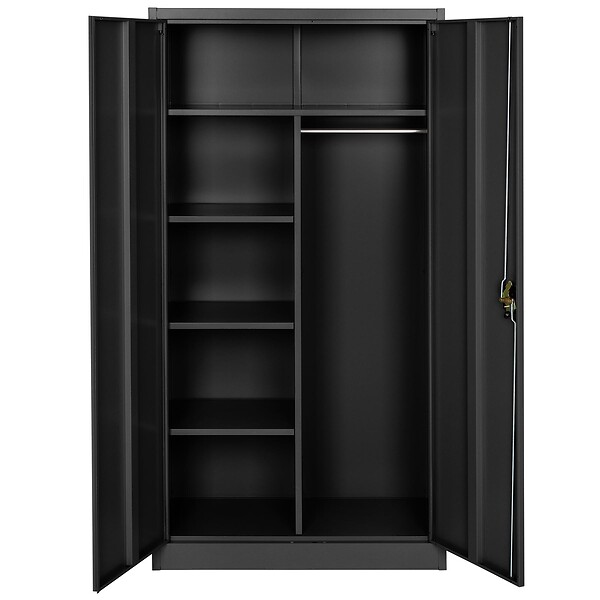 TECTAKE - Vestiaire métallique comprenant 6 casiers et 1 penderie intégrée noir - large