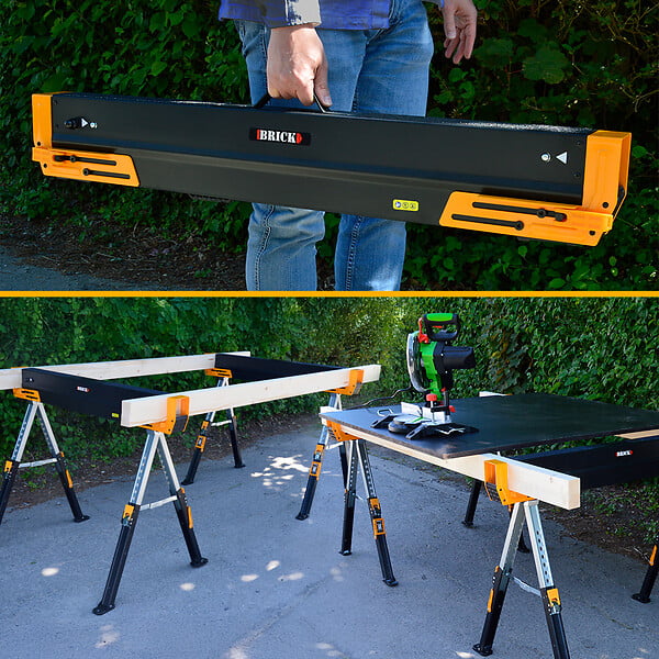 BRICK - Tréteau d atelier métallique pliable et téléscopique - Charge max 590kg - large