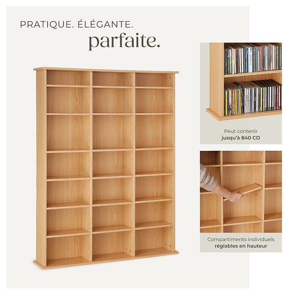 TECTAKE - Étagère bibliothèque Stevie 105,5x19x136,5cm marron hêtre - large