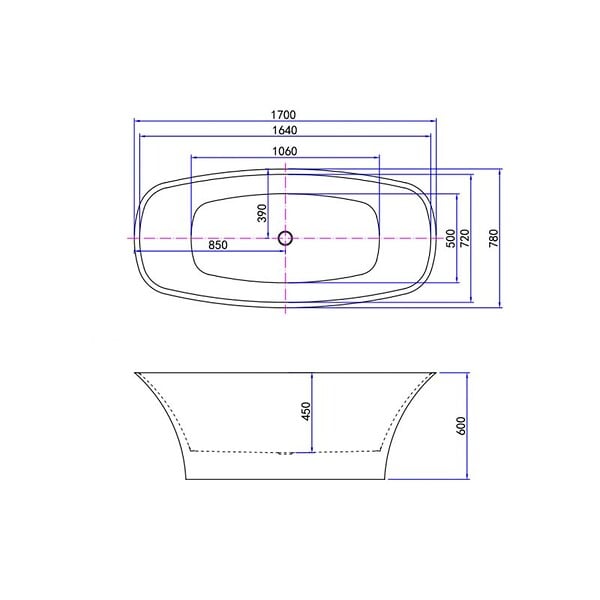 DISTRIBAIN - Baignoire îlot Lizarra - 170x78x60 cm - large