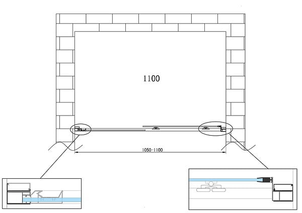 LANERI - Porte De Douche De 6 Mm Pour Installation En Niche H.190 Avec Overture Coulissante – 105-110 Cm - large