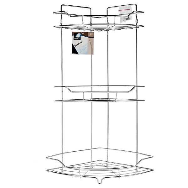 5 FIVE SIMPLY SMART - Étagère d'angle 3 niveaux en Acier chromé H 56 cm - large
