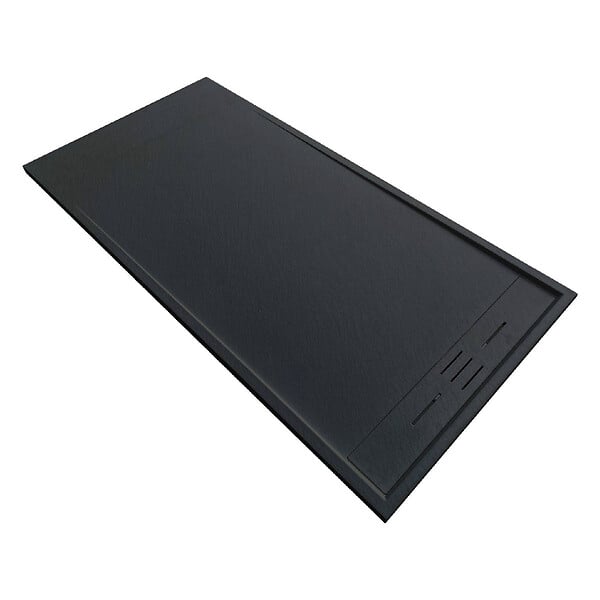 STANO - Receveur de douche 80 x 140 cm extra plat noir SALVI en SoliCast® surface ardoisée - large