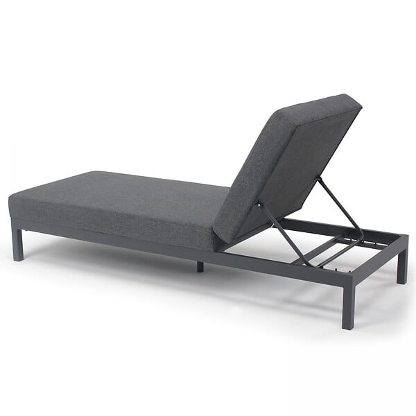 OVIALA - Lot de 2 bains de soleil inclinable en aluminium gris anthracite - Galapagos - large