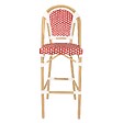OVIALA - Chaise haute de jardin en alumunium et rotin synthétique blanc + rouge - Belleville - vignette