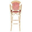 OVIALA - Chaise haute de jardin en alumunium et rotin synthétique blanc + rouge - Belleville - vignette