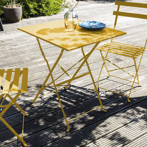 OVIALA - Lot de 2 chaises pliantes en acier jaune - Rome - large