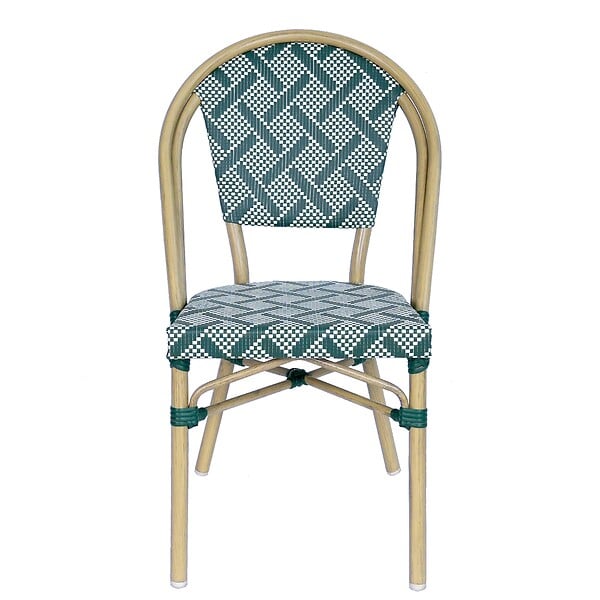 OVIALA - Chaise de terrasse style bistrot parisien en aluminium vert foncé - Concorde - large