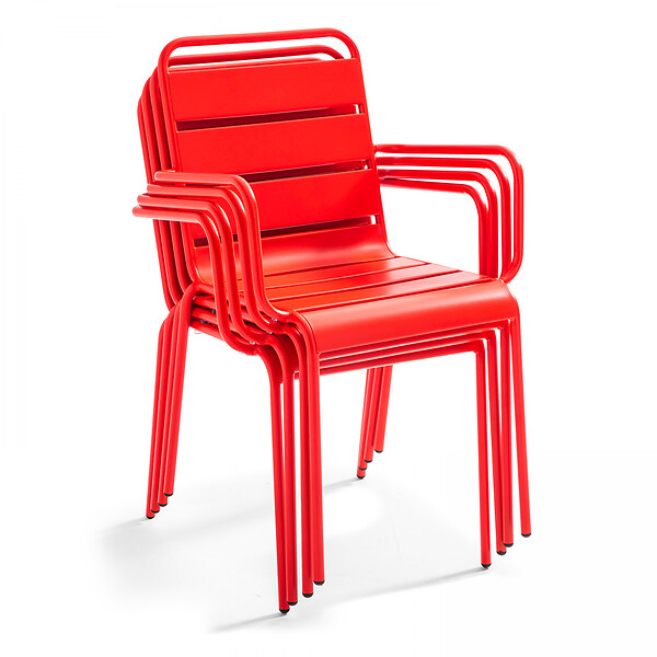 OVIALA - Fauteuil de jardin en métal rouge - Palavas - large