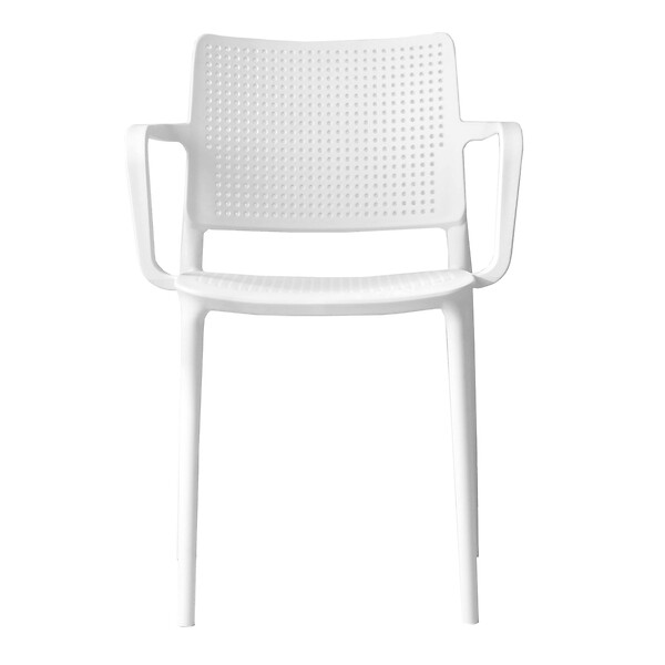 OVIALA - Lot de 4 chaises de terrasse en plastique blanc - Riga - large