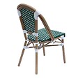 OVIALA - Chaise de terrasse bistrot parisien en aluminium et rotin vert foncé - Belleville - vignette