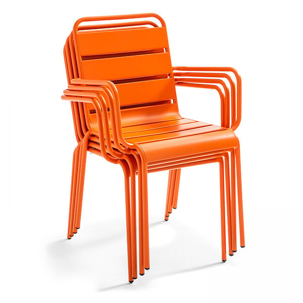 OVIALA - Fauteuil de jardin en métal orange - Palavas - large