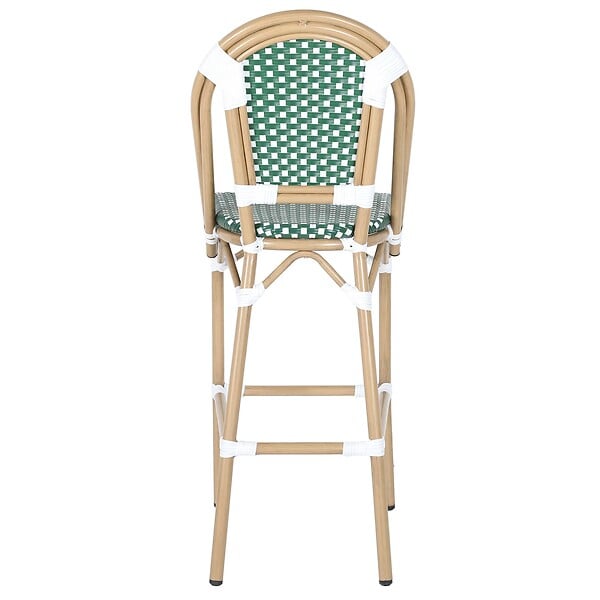 OVIALA - Chaise haute de jardin en alumunium et rotin synthétique blanc et vert - Belleville - large