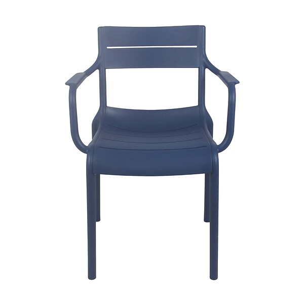 OVIALA - Lot de 4 fauteuils de terrasse en plastique bleu pacific - Paname - large