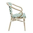 OVIALA - Fauteuil de terrasse bistrot parisien en aluminium et rotin vert foncé - Madeleine - vignette