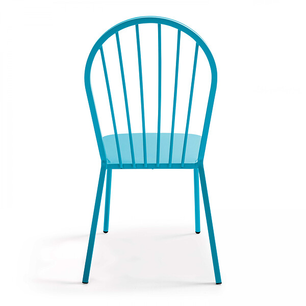 OVIALA - Chaise bistrot de jardin en métal bleu - Honfleur - large