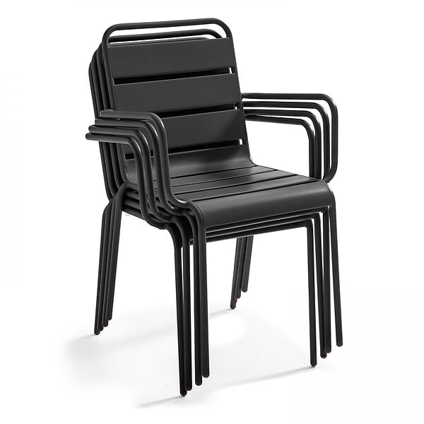 OVIALA - Fauteuil de jardin en métal gris anthracite - Palavas - large