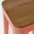 OVIALA - Lot de 4 tabourets de bar en métal mat terracotta et bois - Indus - vignette