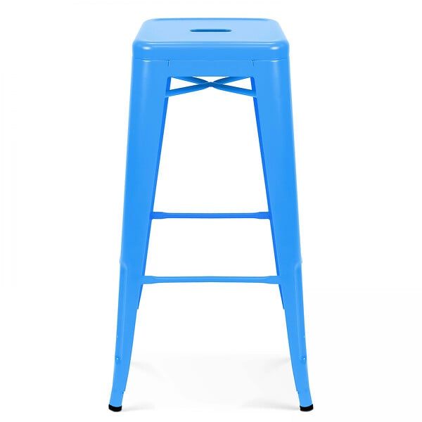 OVIALA - Lot de 4 tabourets de bar en acier bleu mat - Indus - large