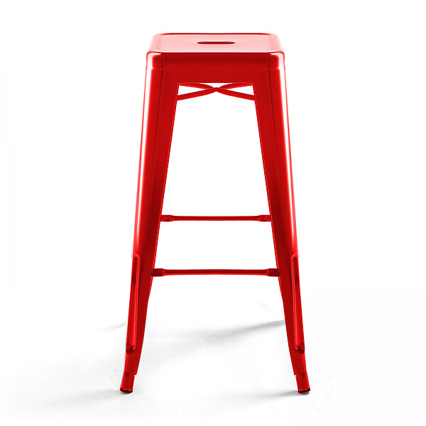 OVIALA - Lot de 4 tabourets de bar en acier rouge brillant - Indus - large