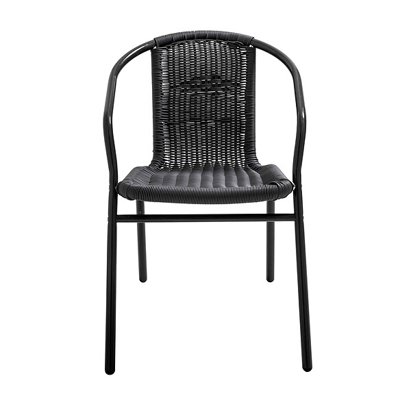 OVIALA - Chaise de jardin aluminium et résine noire - Saint Germain - large