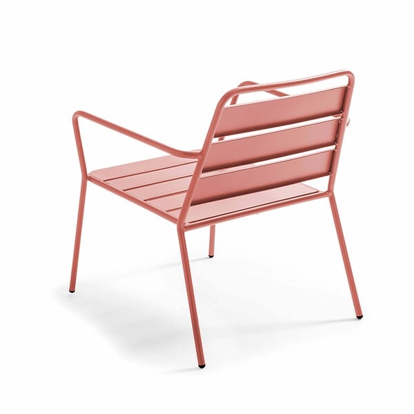 OVIALA - Fauteuil bas de jardin en métal argile - Palavas - large