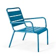 OVIALA - Lot de 2 fauteuils relax avec repose-pieds en métal bleu pacific - Palavas - vignette