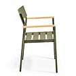 OVIALA - Fauteuil de jardin en aluminium et bois vert kaki - Leeds - vignette