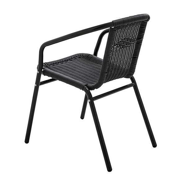 OVIALA - Lot de 4 fauteuils de jardin aluminium et résine noir - Saint Germain - large