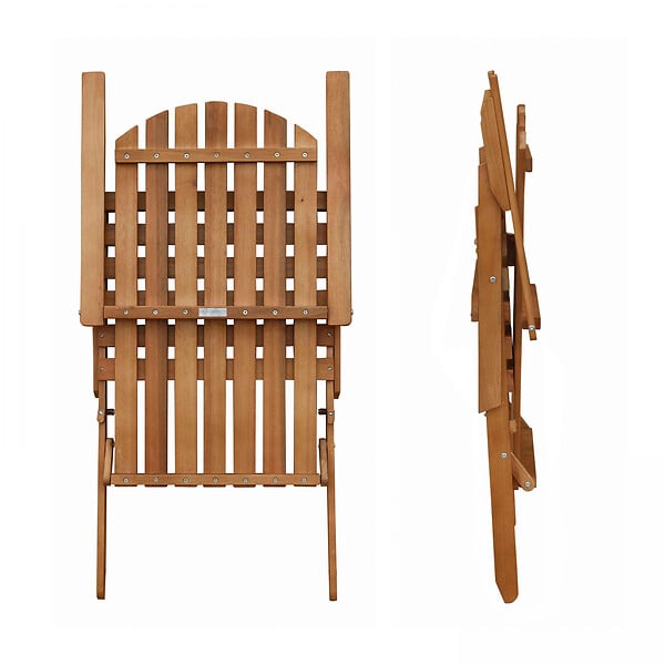 OVIALA - Fauteuil relax pliant en bois d'eucalyptus bois - Calgary - large