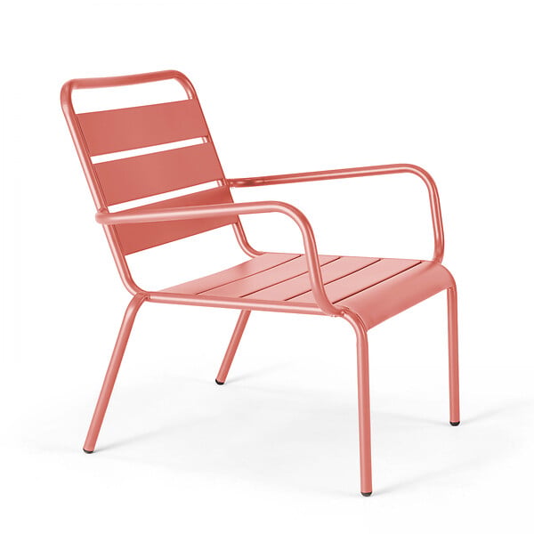 OVIALA - Fauteuil relax et repose pied en métal argile - Palavas - large